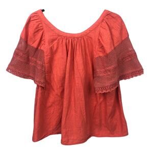 Old Navy Boho Crochet Lace Flare Short Sleeve V-back Lightweight Cropped Top L
